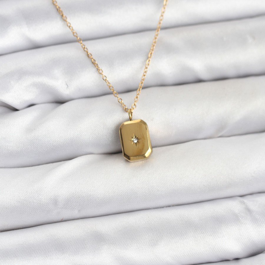 316L Steel Chain Gold Color Minimal Pole Star Model Women s Necklace