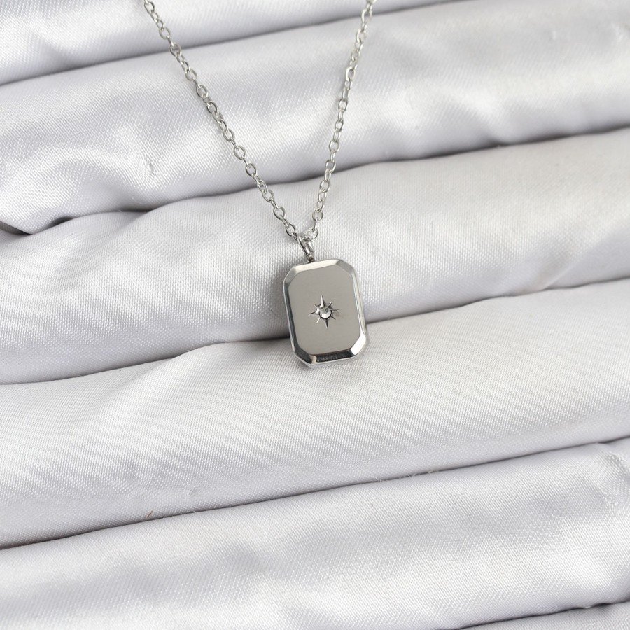316L Steel Chain Silver Color Minimal Pole Star Model Women s Necklace