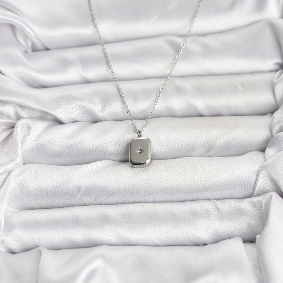 316L Steel Chain Silver Color Minimal Pole Star Model Women s Necklace