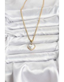 316L Steel Chain Gold Color Curved Heart Model Women's Necklace
