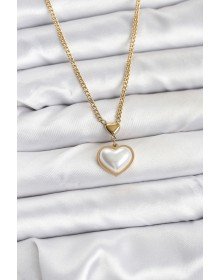 316L Steel Chain Gold Color Curved Heart Model Women's Necklace