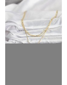 Brass Gold Color Heart Detailed 3-Piece Combination Y Women's Necklace