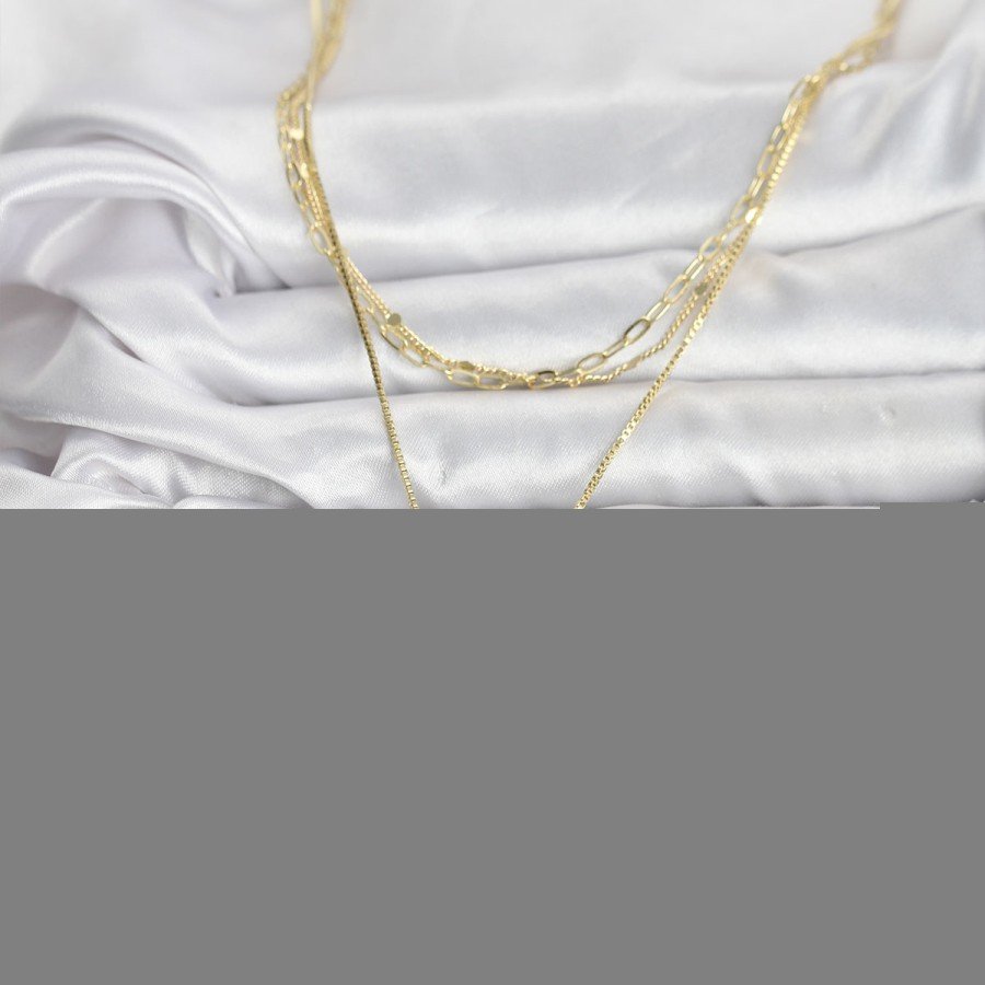 Brass Gold Color Heart Detailed 3-Piece Combination Y Women s Necklace