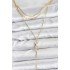 Brass Gold Color Zircon Stone Detailed 3-Piece Combination Y Women's Necklace