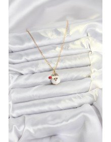316L Steel Chain Gold Color Hat Snowman Head Model Christmas Themed Women's Necklace
