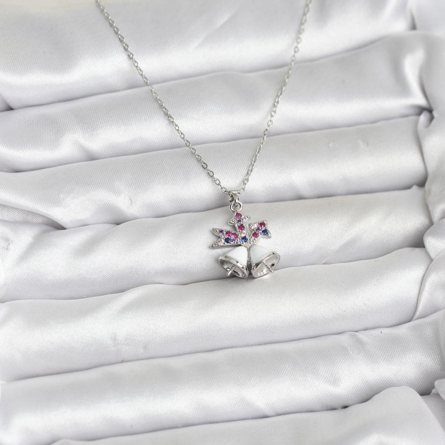 316L Steel Chain Silver Color Chirtsmas Bell Model New Year Themed Women s Necklace