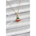 316L Steel Chain Gold Rhine Pine Tree Model Zircon Stone New Year Themed Women s Necklace