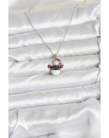 316L Steel Chain Silver Color Christmas Themed Women's Necklace with Snowman Figure