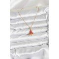 316L Steel Chain Gold Color Red Pine Tree Model Christmas Themed Women s Necklace 316L Steel Chain Gold Color Red Pine Tree Model Christmas Themed Women s Necklace