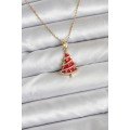 316L Steel Chain Gold Color Red Pine Tree Model Christmas Themed Women s Necklace 316L Steel Chain Gold Color Red Pine Tree Model Christmas Themed Women s Necklace