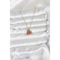 316L Steel Chain Gold Color New Year Themed Women s Necklace with Sleigh and Pine Tree Figures