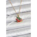 316L Steel Chain Gold Color New Year Themed Women s Necklace with Sleigh and Pine Tree Figures