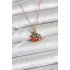 316L Steel Chain Gold Color New Year Themed Women's Necklace with Sleigh and Pine Tree Figures