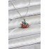 316L Steel Chain Silver Color New Year Themed Women's Necklace with Sleigh and Pine Tree Figures