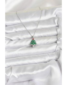 316L Steel Chain Silver Color Pine Tree Model Christmas Themed Women's Necklace