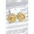Brass Gold Color Amber Beaded Vintage Women's Earrings