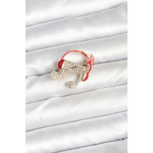 Musical Note Model Brooch with Headphones
