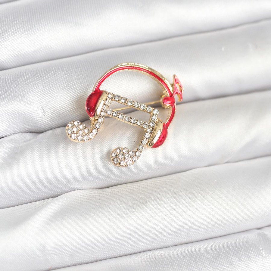 Musical Note Model Brooch with Headphones