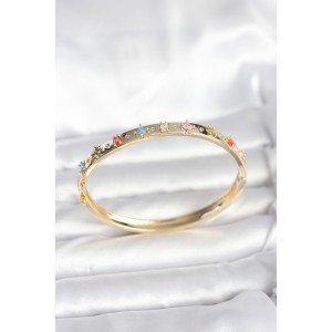 Brass Gold Color Zircon Stone Handcuff Bracelet