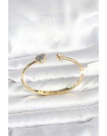 Brass Gold Color Heart Model Women's Handcuff Bracelet