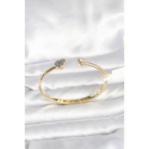 Brass Gold Color Heart Model Women's Handcuff Bracelet