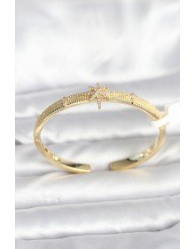 Brass Gold Color Pole Star Model Women's Handcuff Bracelet