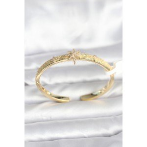 Brass Gold Color Pole Star Model Women's Handcuff Bracelet