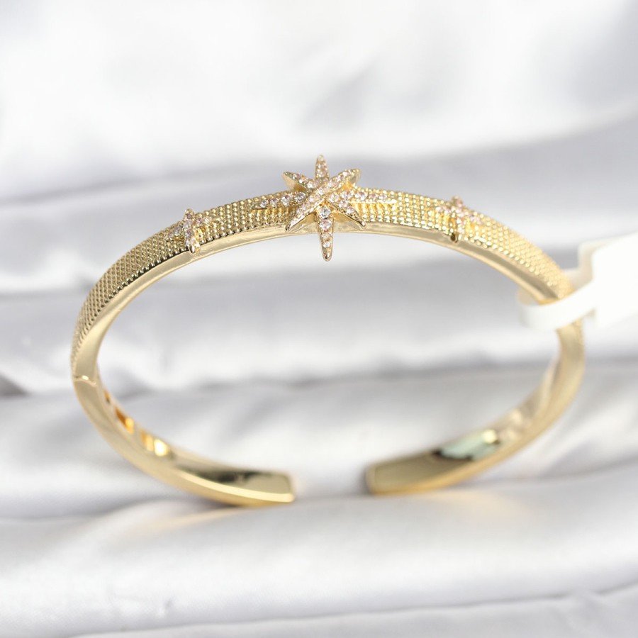 Brass Gold Color Pole Star Model Women s Handcuff Bracelet