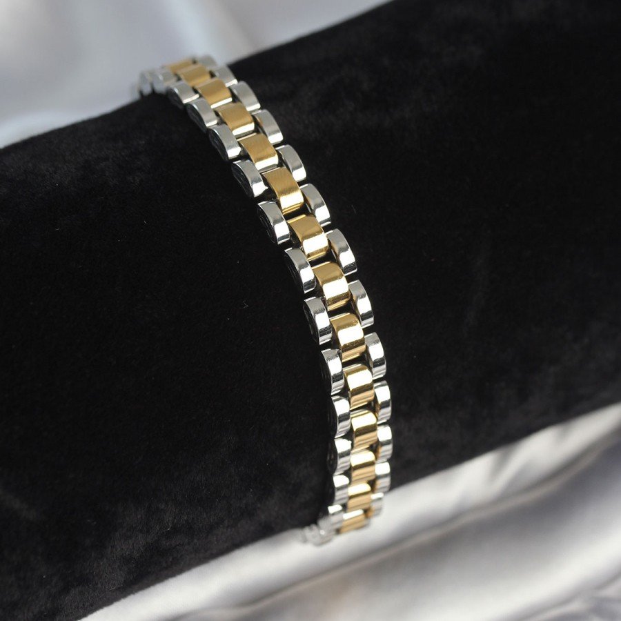 316L Steel Gold and Silver Color 7 mm Thickness Men s Bracelet