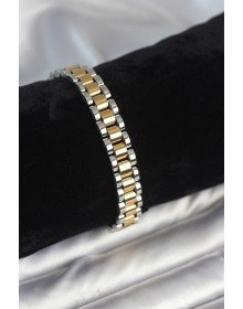 316L Steel Gold and Silver Color 9 mm Thickness Men's Bracelet