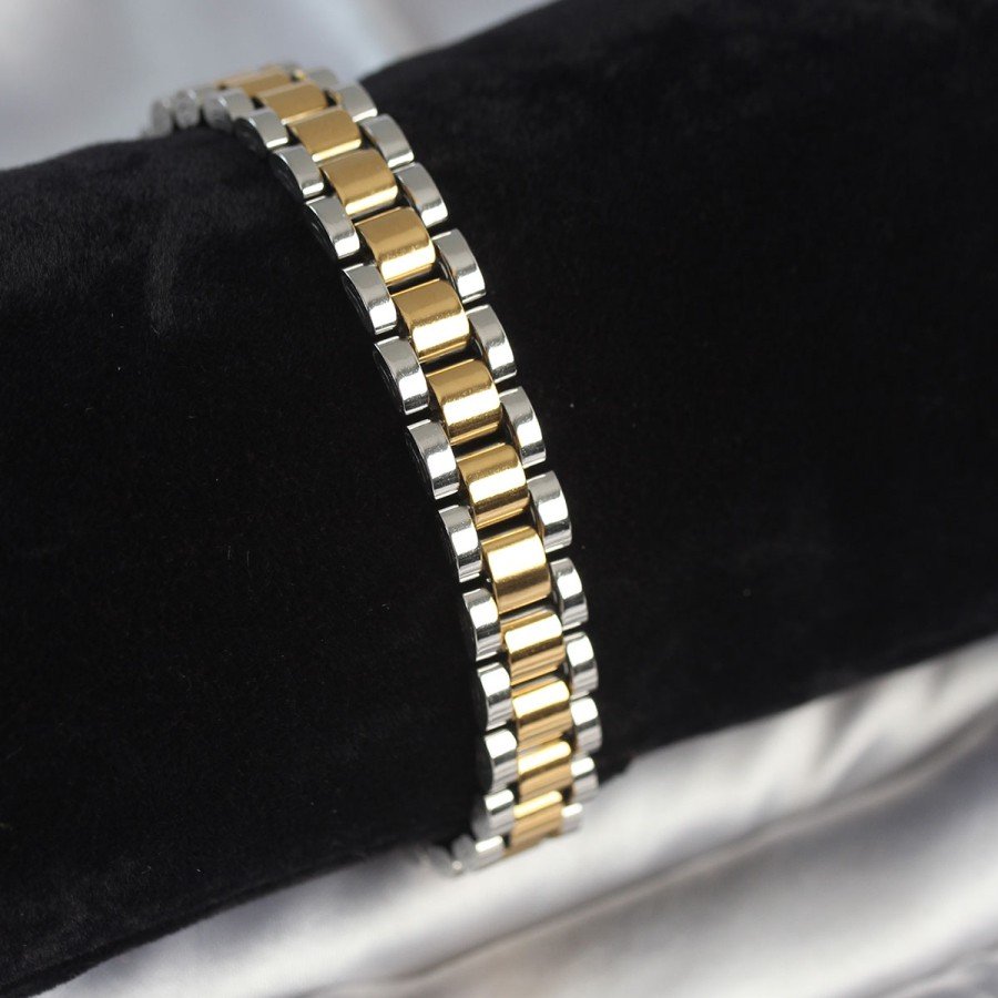 316L Steel Gold and Silver Color 9 mm Thickness Men s Bracelet