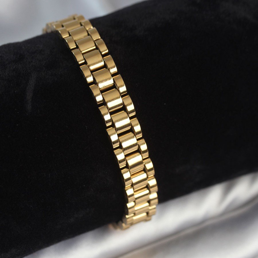 316L Steel Gold Color 9 mm Thickness Men s Bracelet