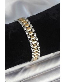 316L Steel Gold and Silver Color 12 mm Thickness Men's Bracelet