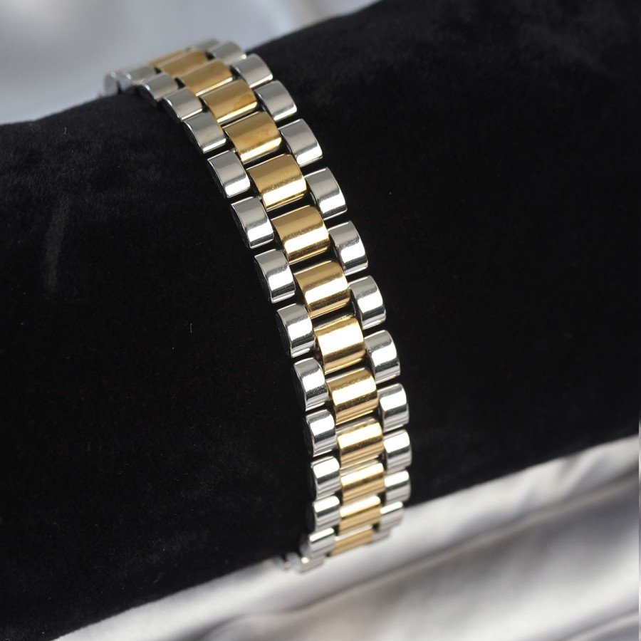 316L Steel Gold and Silver Color 12 mm Thickness Men s Bracelet