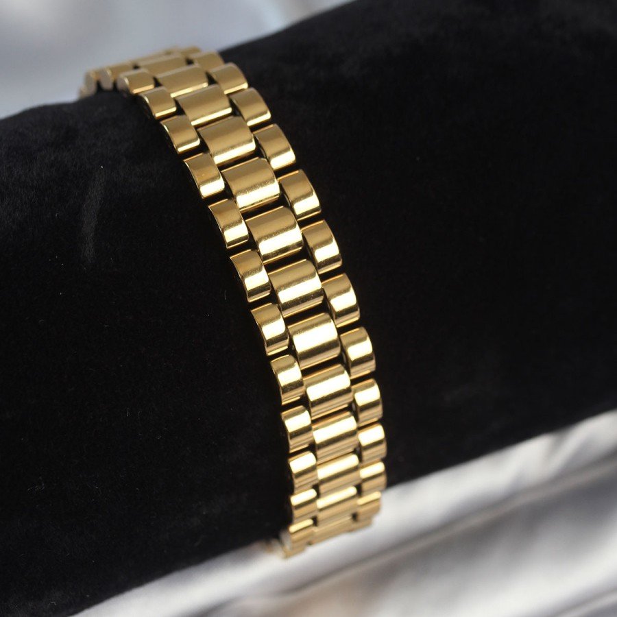 316L Steel Gold Color 12 mm Thickness Men s Bracelet