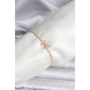 Butterfly Model Zircon Stone Gold Color Brass Waterway Women's Bracelet