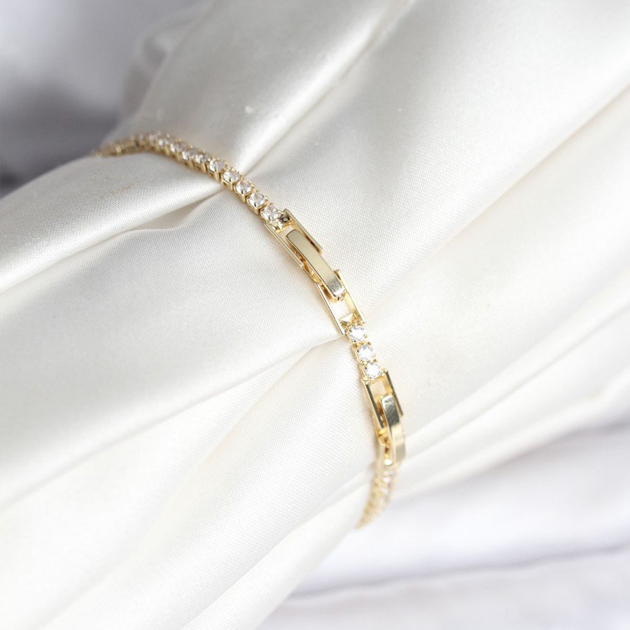 Butterfly Model Zircon Stone Gold Color Brass Waterway Women s Bracelet