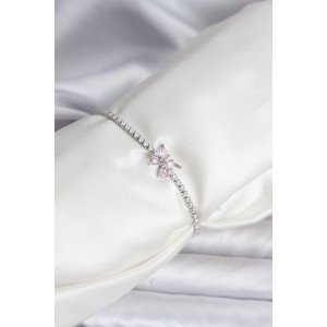 Butterfly Model Zircon Stone Silver Color Brass Waterway Women's Bracelet