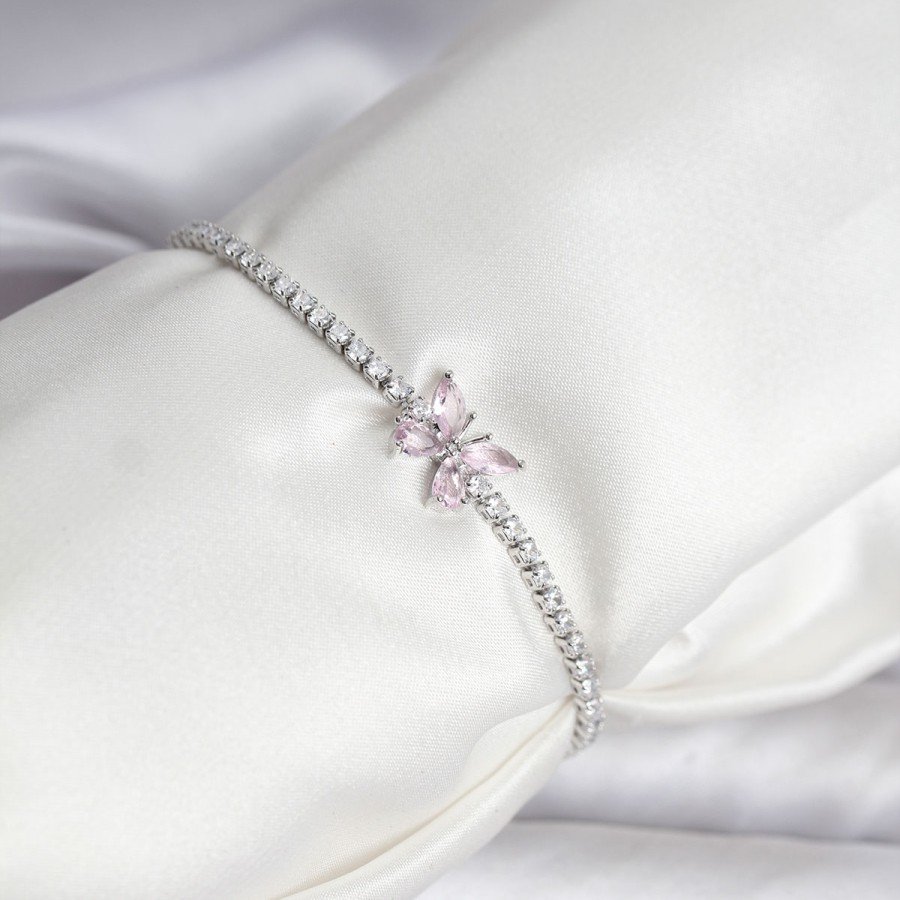 Butterfly Model Zircon Stone Silver Color Brass Waterway Women s Bracelet