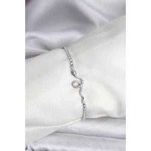 Snake Model Zircon Stone Silver Color Brass Waterway Women's Bracelet
