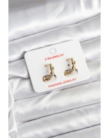 14K Gold Color Plated Twist Model CM Women's Earrings
