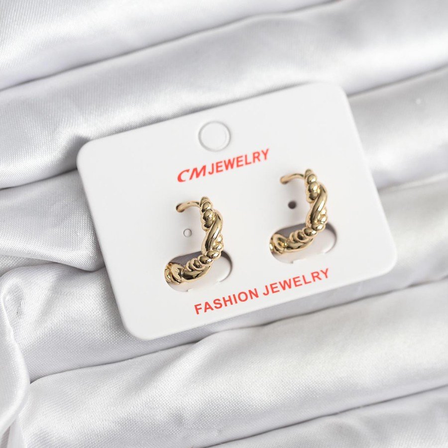 14K Gold Color Plated Twist Model CM Women s Earrings