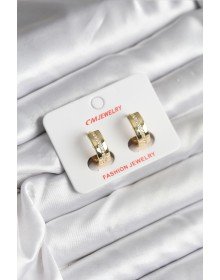 14K Gold Color Plated Zircon Stone Ring Model CM Women's Earrings