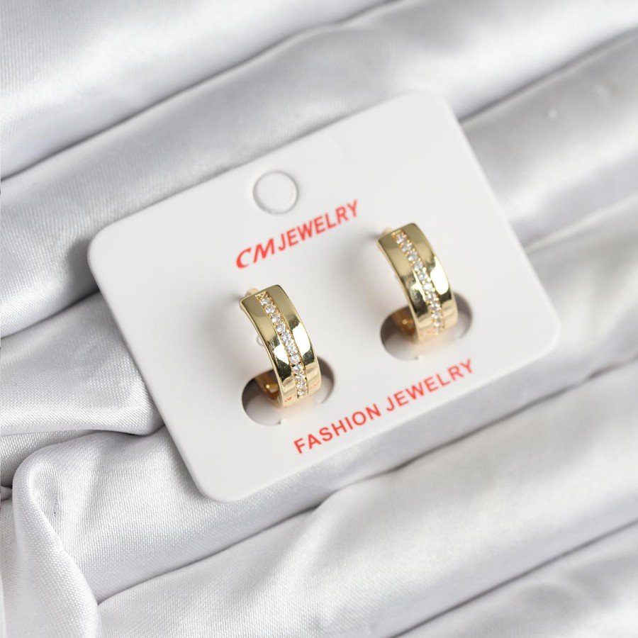 14K Gold Color Plated Zircon Stone Ring Model CM Women s Earring
