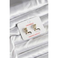 14K Gold Color Plated Half Ring Zircon Stone CM Women's Earrings