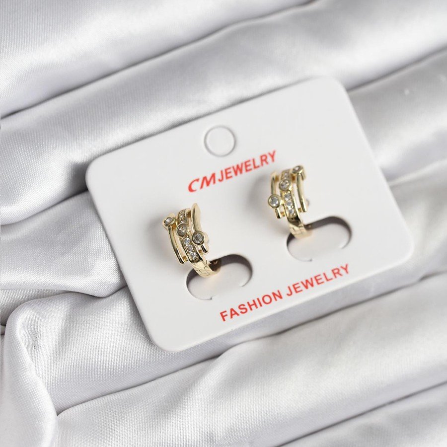 14K Gold Color Plated Half Ring Zircon Stone CM Women s Earrings