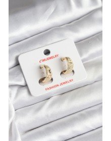 14K Gold Color Plated Laser Hoop CM Women's Earrings