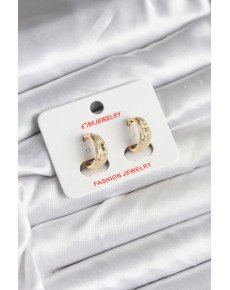 14K Gold Color Plated Laser Hoop CM Women's Earrings