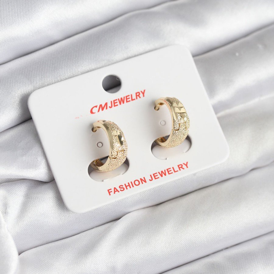 14K Gold Color Plated Laser Hoop CM Women s Earrings