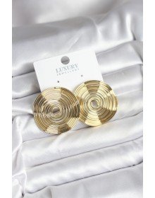 Brass Gold Color Circle Model Women's Earrings